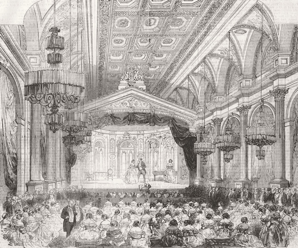 FRANCE. Grand Fete at the Hotel de Ville, Paris 1856 old antique print picture